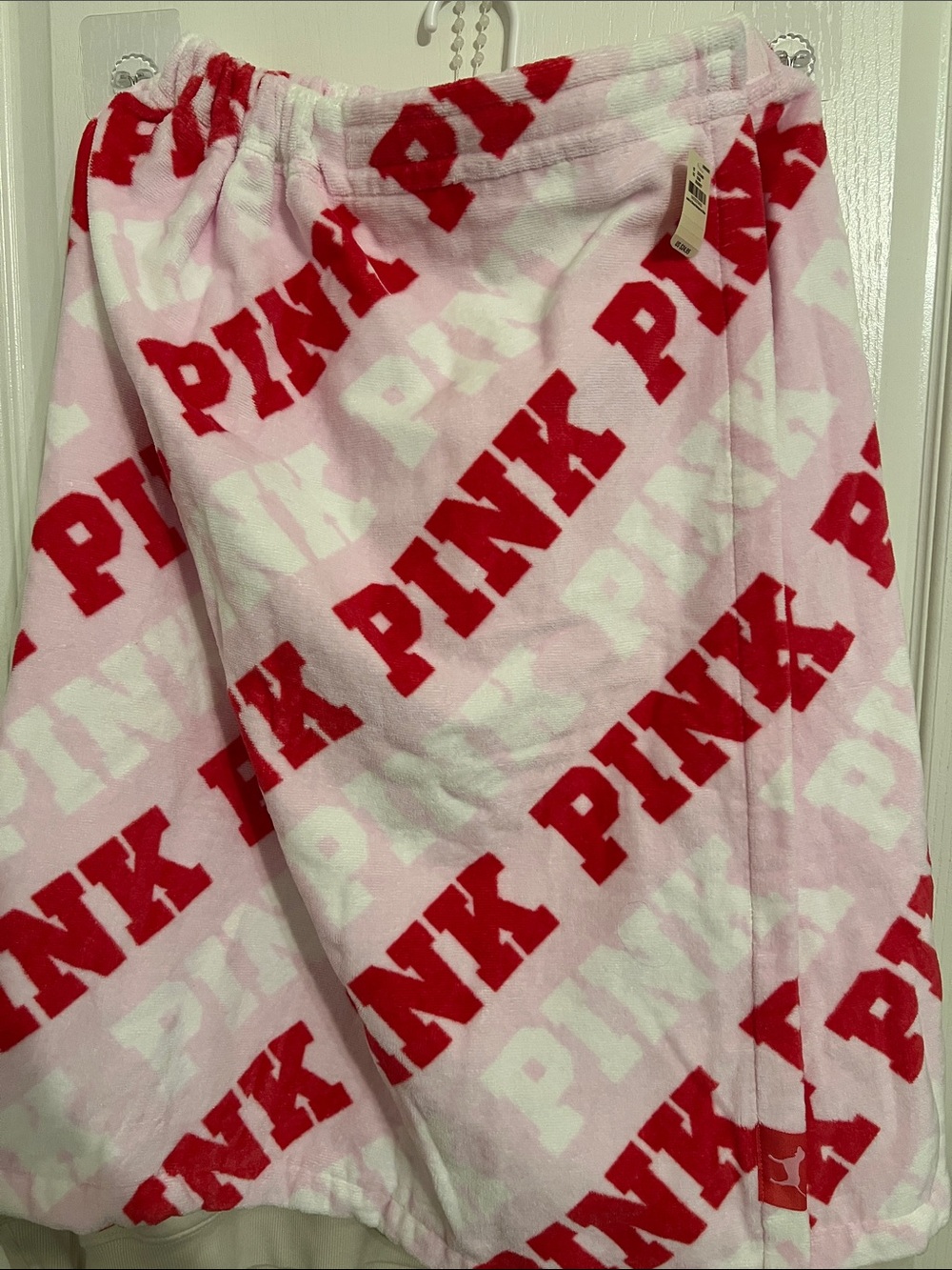 PINK Logo towel wrap - Pink and Red